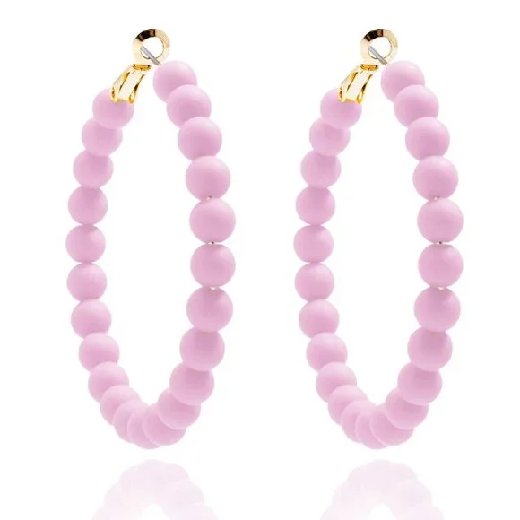 🌸 Spring Matte Pastel Beaded Hoop Earrings - Choose Lavender or Rose! 🌸 - Picture 1 of 4